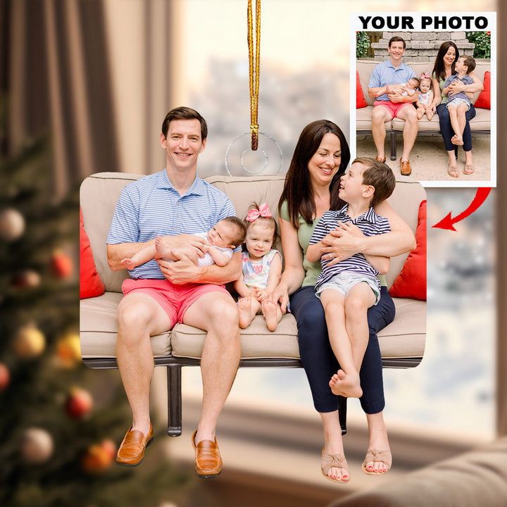 Happy Together - Personalized Photo Mica Ornament - Christmas Gift For Family Members