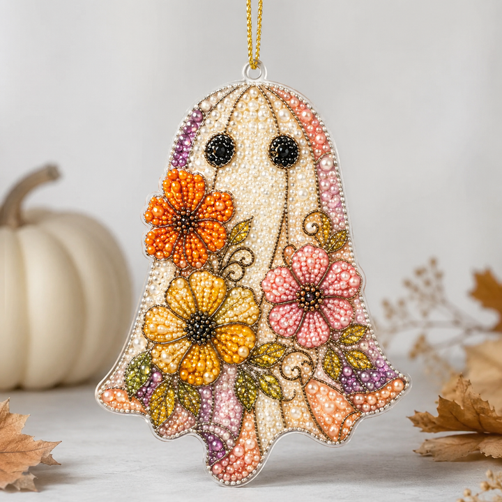 Floral Little Boo Mica Ornament NCUTH0011