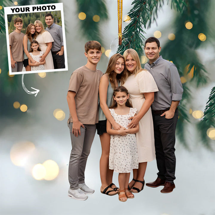 Customized Photo Ornament Family Christmas - Personalized Photo Mica Ornament