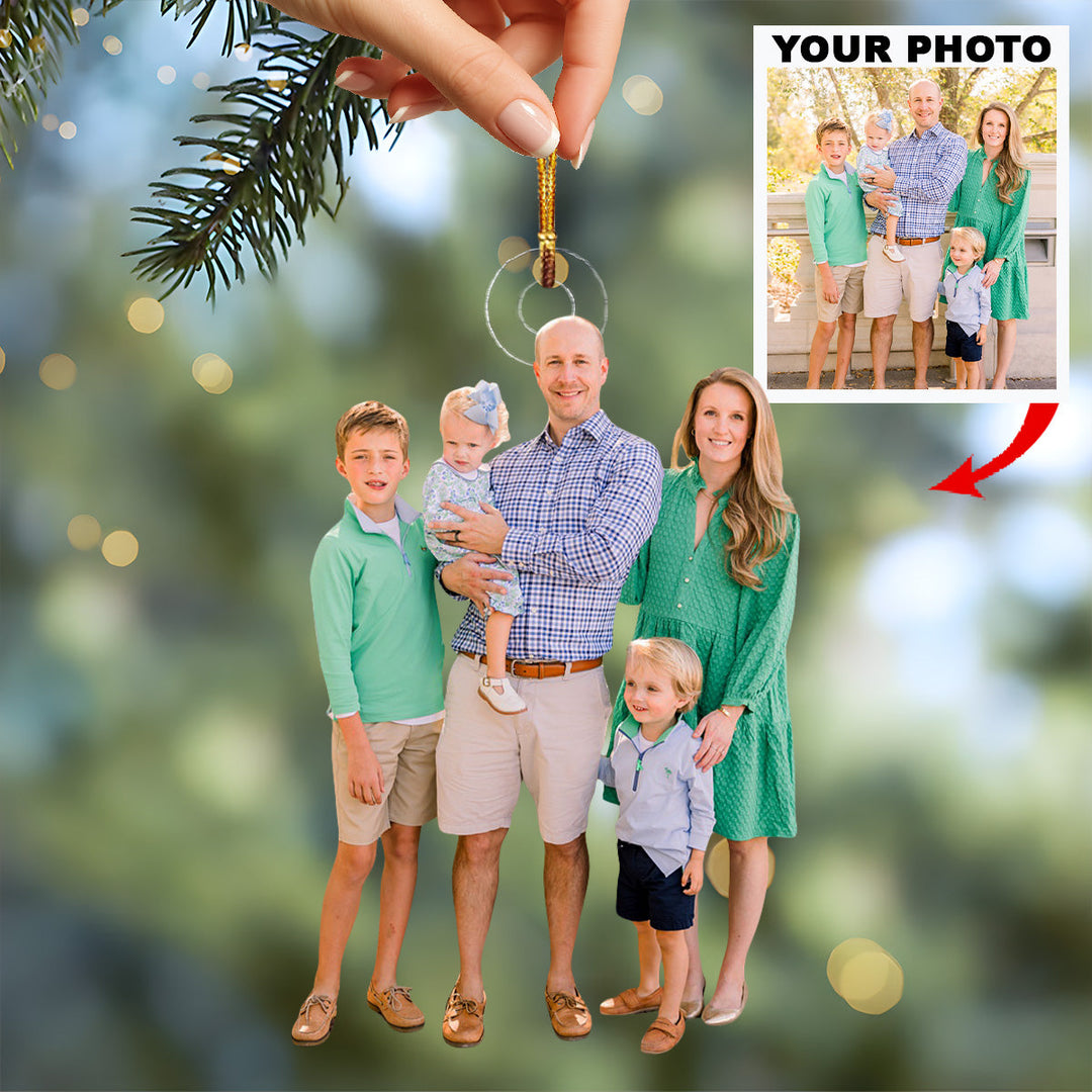 Always With My Family - Personalized Photo Mica Ornament - Christmas Gift For Family Members