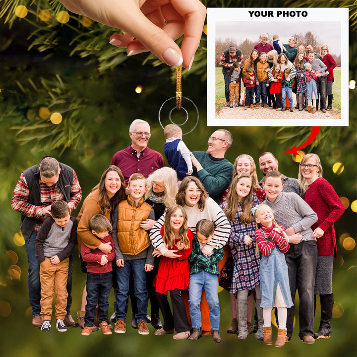 Family Love Forever - Personalized Photo Mica Ornament - Christmas Gift For Family Members