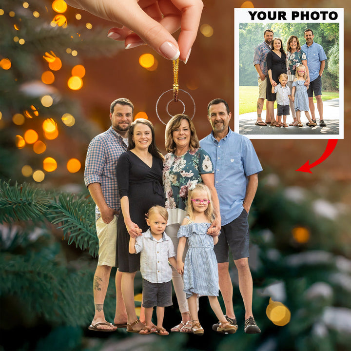 Gathered Hearts Together - Personalized Photo Mica Ornament - Christmas Gift For Family Members