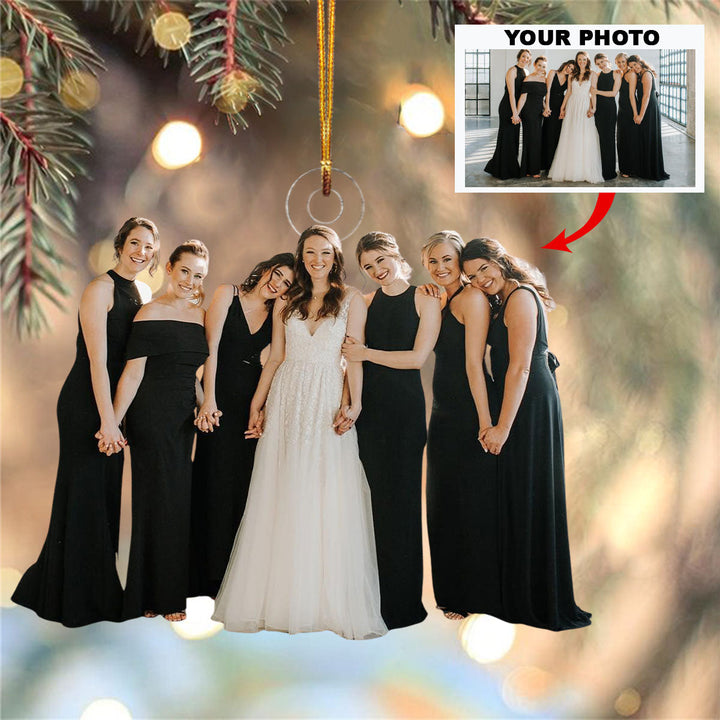 Cheers to love - Personalized Photo Mica Ornament - Christmas, Anniversary Gift For Couple, Wedding Couple