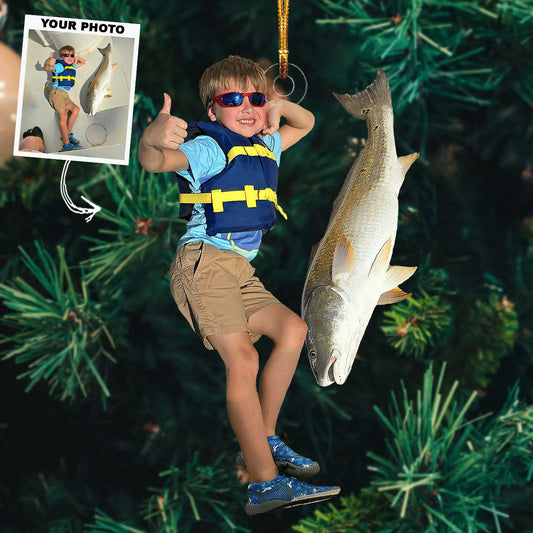 A Big Reward - Personalized Photo Mica Ornament - Christmas Gift For Fishing Lovers