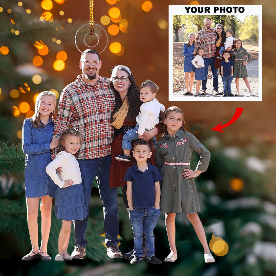 United By Love, Bond By Family - Personalized Photo Mica Ornament - Christmas Gift For Family, Family Members