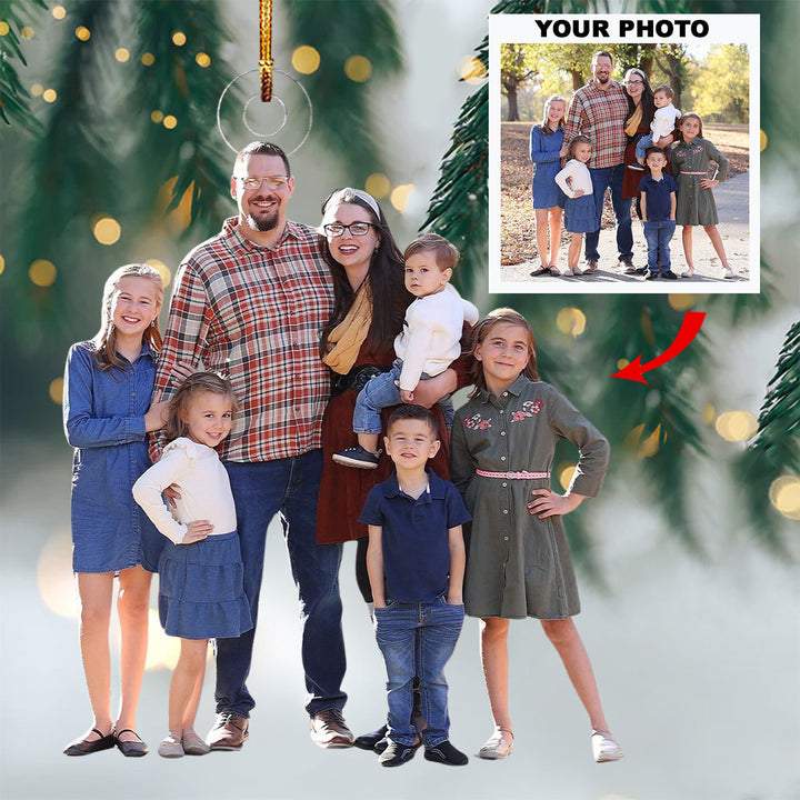 United By Love, Bond By Family - Personalized Photo Mica Ornament - Christmas Gift For Family, Family Members