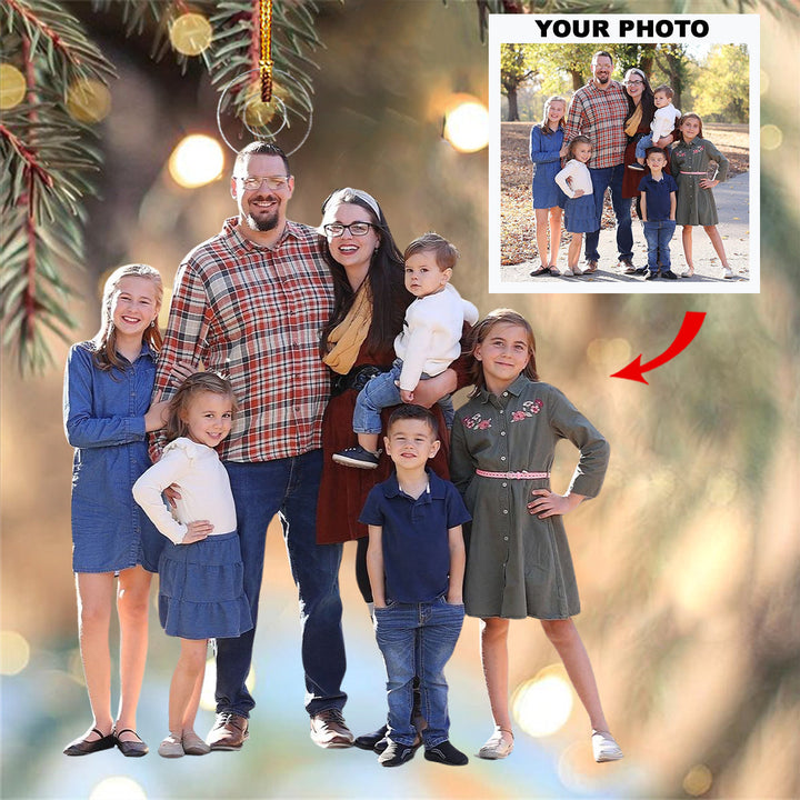 United By Love, Bond By Family - Personalized Photo Mica Ornament - Christmas Gift For Family, Family Members