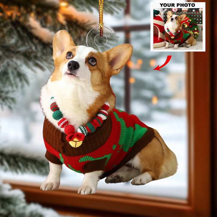 Christmas Cuddles - Personalized Photo Mica Ornament - Gift For Pet Lovers, Pet Owners, Family Members