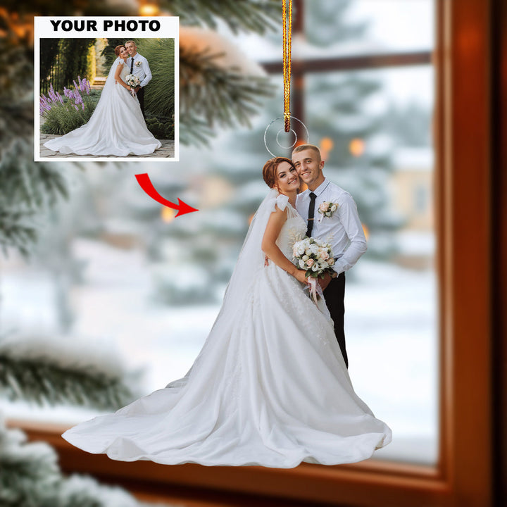 Happiest Day In Life - Personalized Photo Mica Ornament - Christmas Gift For Couple, Wedding Couple, Newlywed, Wife, Husband