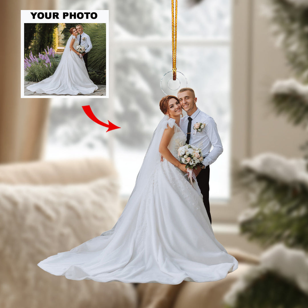 Happiest Day In Life - Personalized Photo Mica Ornament - Christmas Gift For Couple, Wedding Couple, Newlywed, Wife, Husband