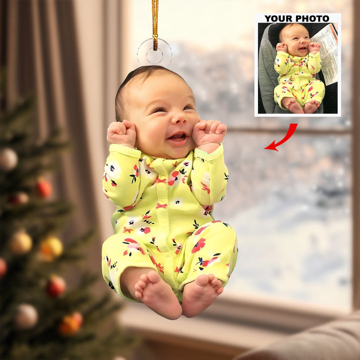 Born to Sparkle - Personalized Photo Mica Ornament - Christmas Gift For Family Members, New Mom, New Dad