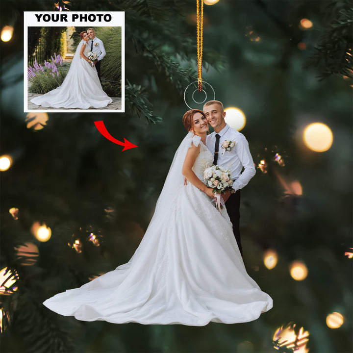Happiest Day In Life - Personalized Photo Mica Ornament - Christmas Gift For Couple, Wedding Couple, Newlywed, Wife, Husband