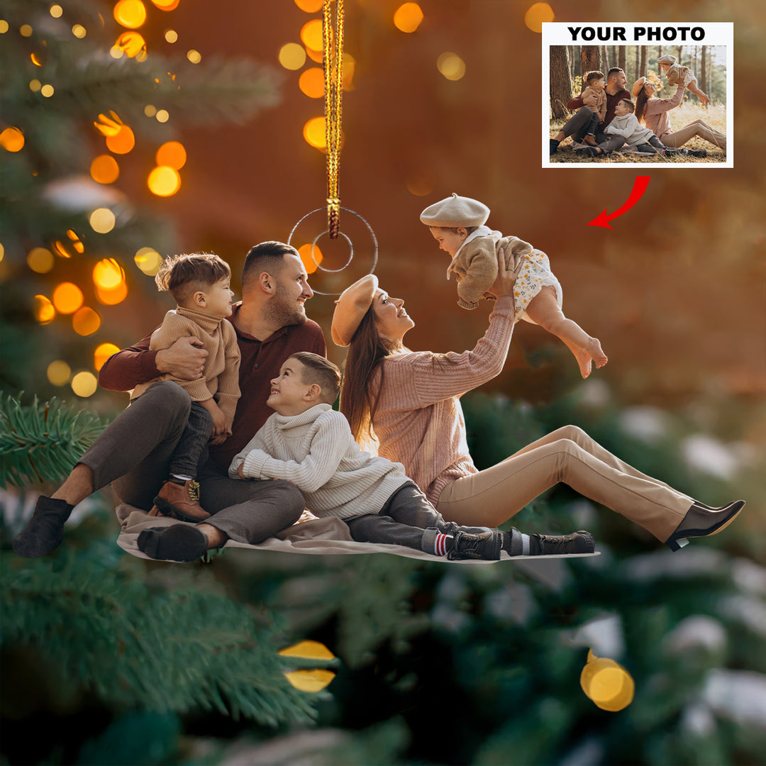 Our Family Moment - Personalized Photo Mica Ornament - Christmas Gift For Family Members