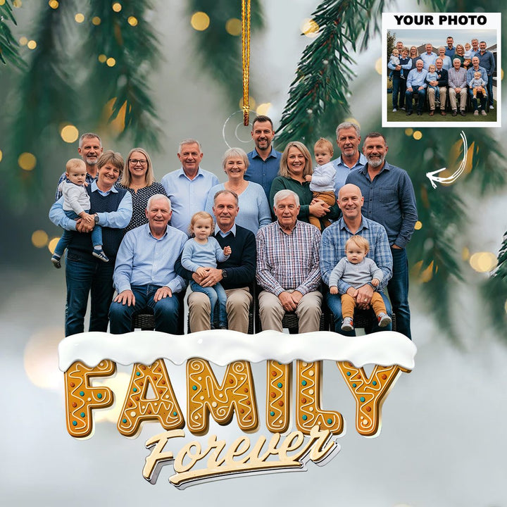 Family Forever - Personalized Photo Mica Ornament - Christmas Gift For Family Members UPL0NL001