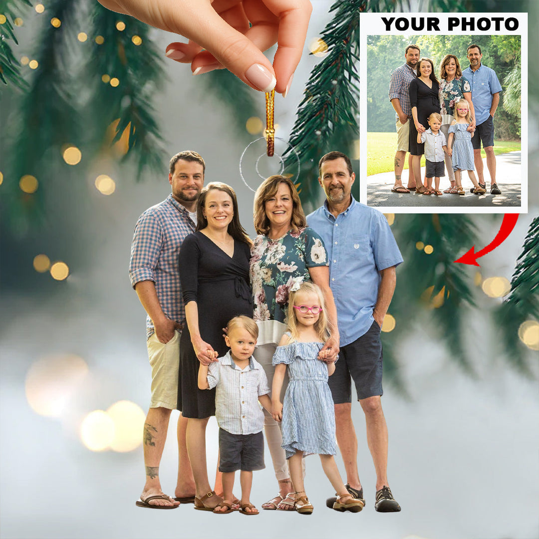 Gathered Hearts Together - Personalized Photo Mica Ornament - Christmas Gift For Family Members