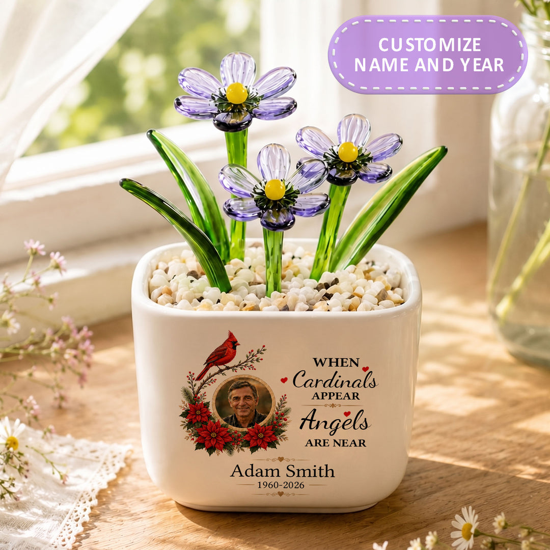 When Cardinals Appear Angels Are Near - Personalized Memorial Flower Pot - Gift for Family Members