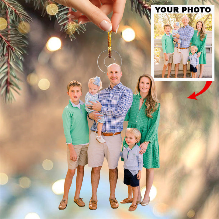 Always With My Family - Personalized Photo Mica Ornament - Christmas Gift For Family Members