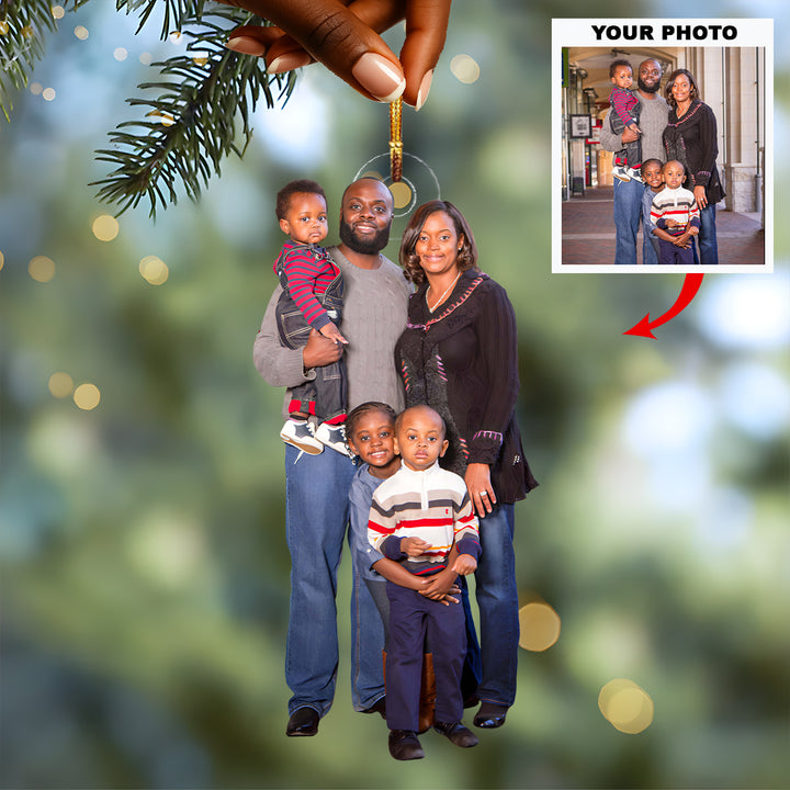 One Family One Love - Personalized Photo Mica Ornament - Christmas Gift For Family Members