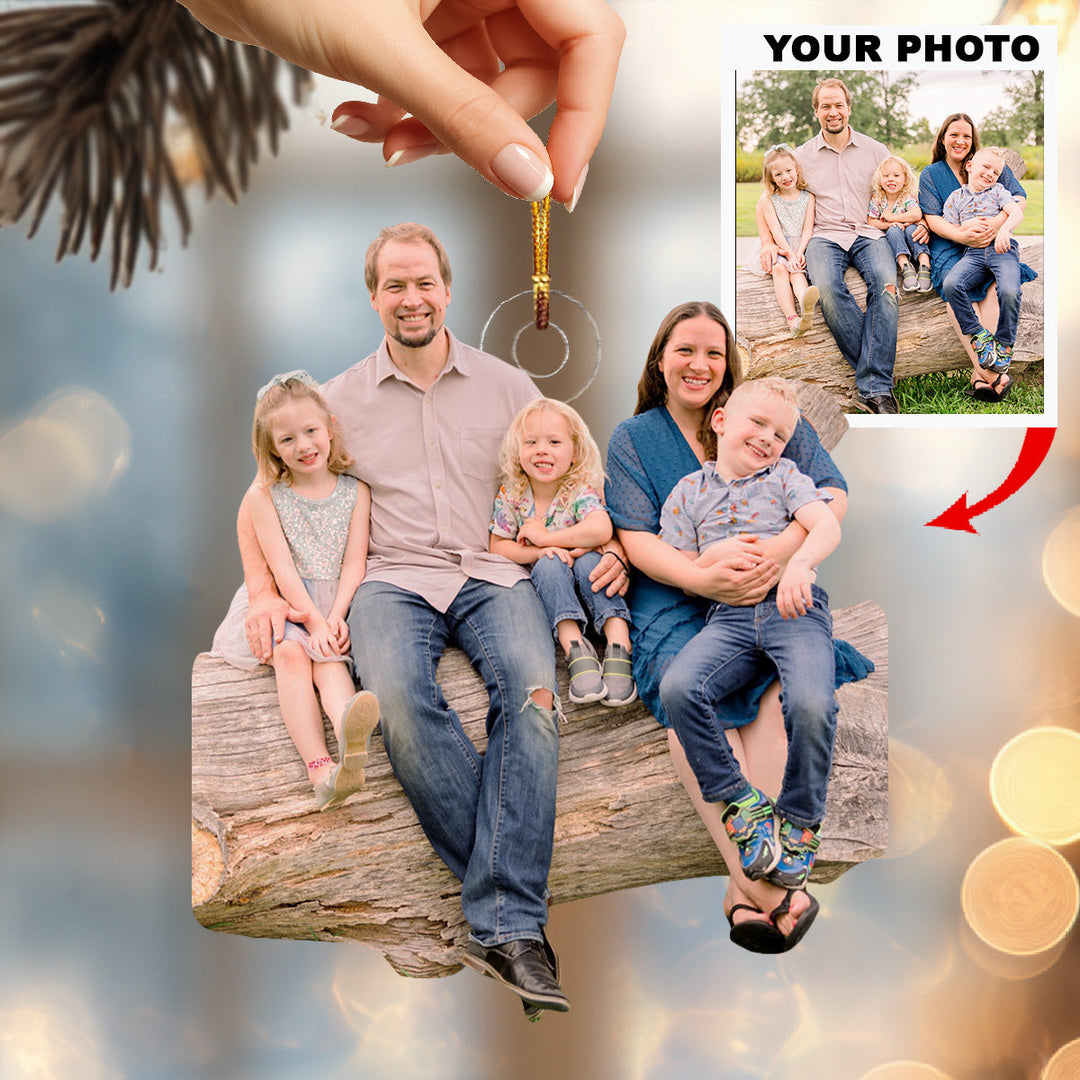 Happy Family Time - Personalized Photo Mica Ornament - Christmas Gift For Family Members
