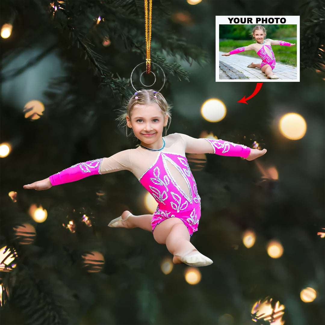 Little Gymnast Princess - Personalized Photo Mica Ornament - Christmas Gift For Family Members And Gymnasts
