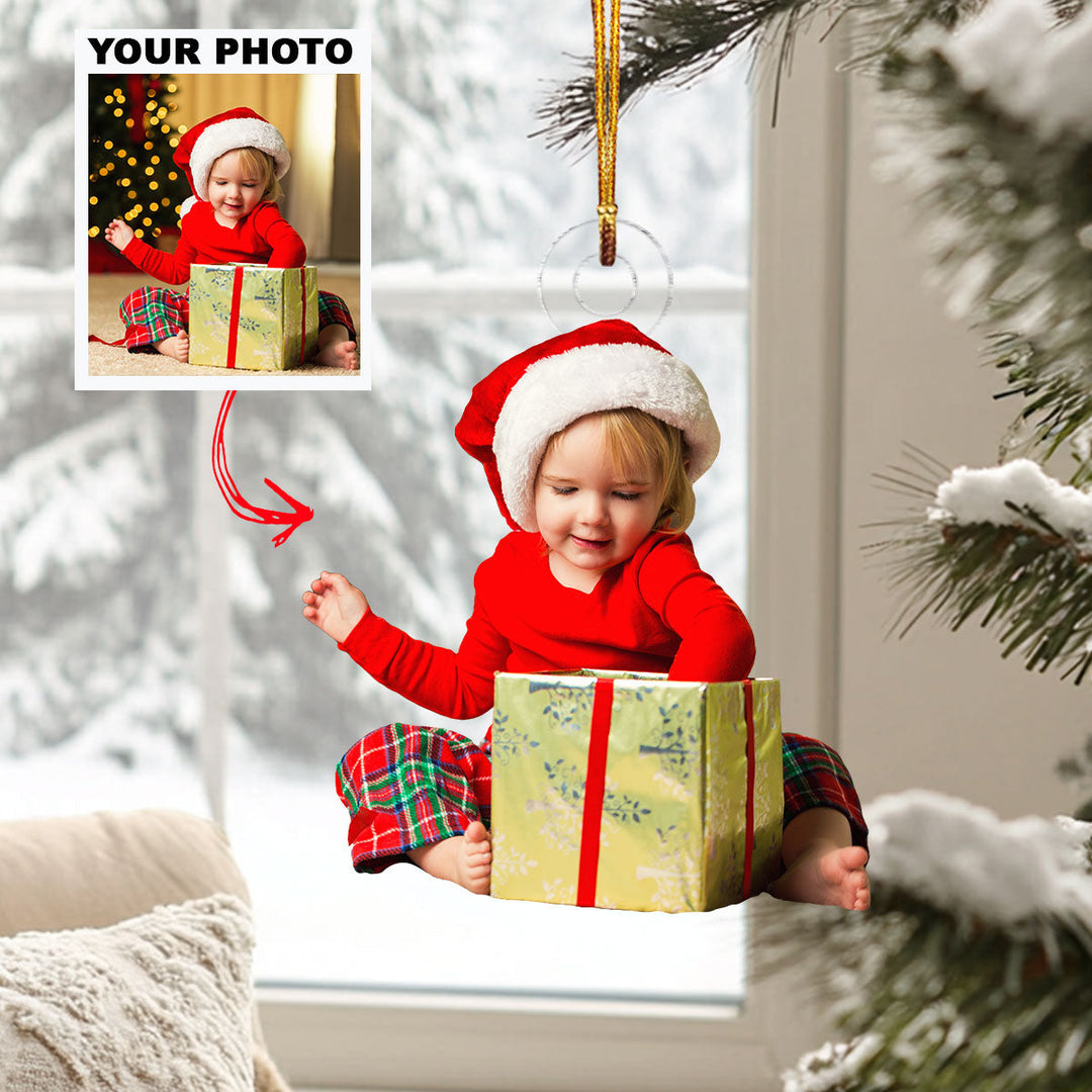 Tiny Joy - Personalized Photo Mica Ornament - Christmas Gift For Baby, Family Members