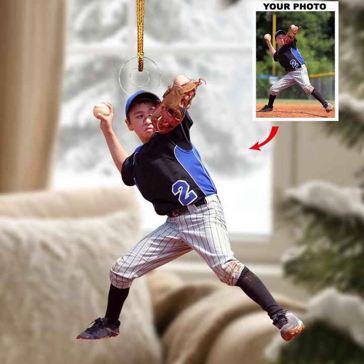 Baseball Lovers - Personalized Photo Mica Ornament - Christmas Gift For Sport Lover