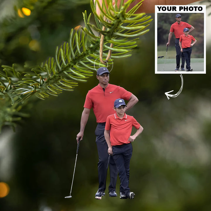 Like Father Like Son - Personalized Photo Mica Ornament - Christmas Gift For Sport Lovers, Golf Lovers