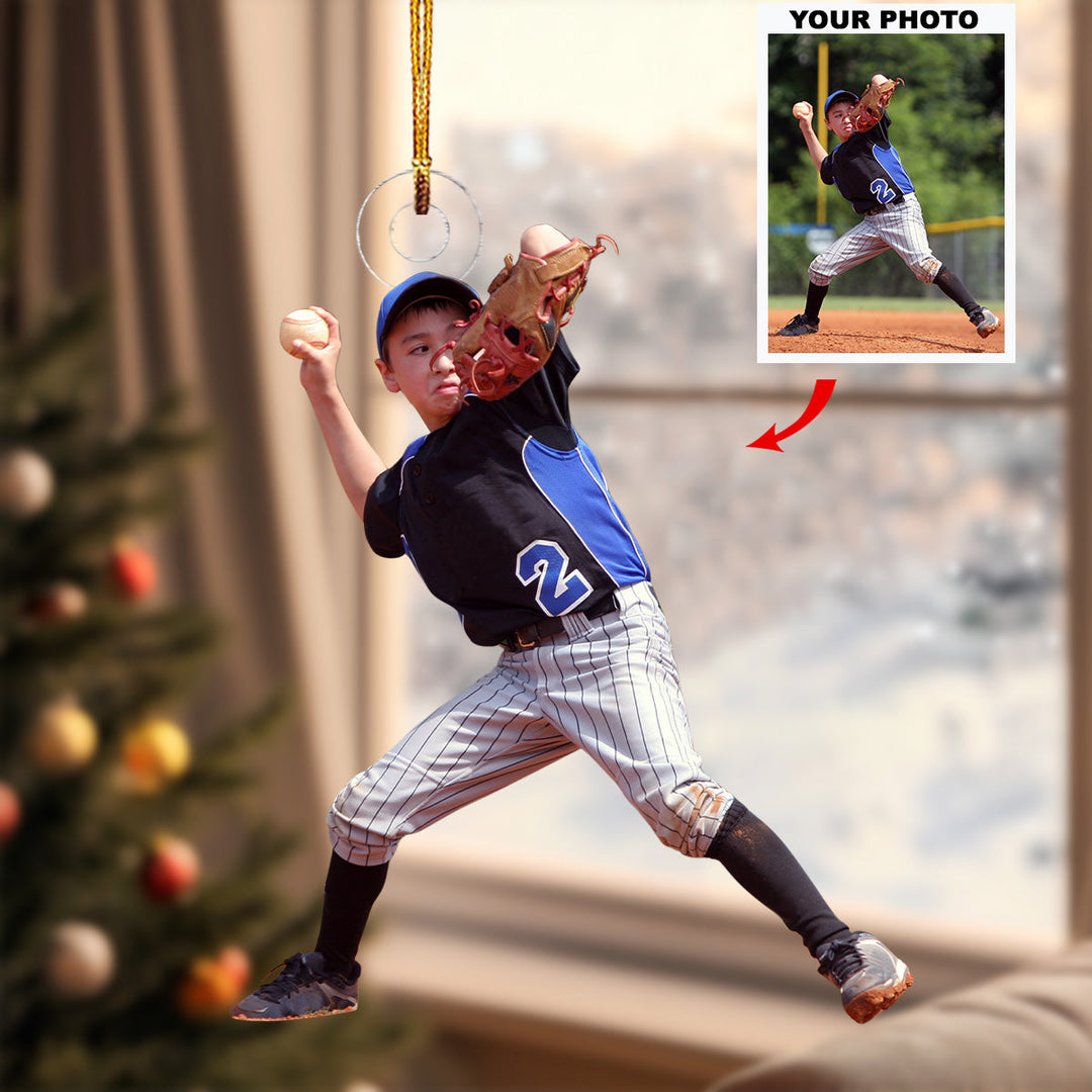 Baseball Lovers - Personalized Photo Mica Ornament - Christmas Gift For Sport Lover