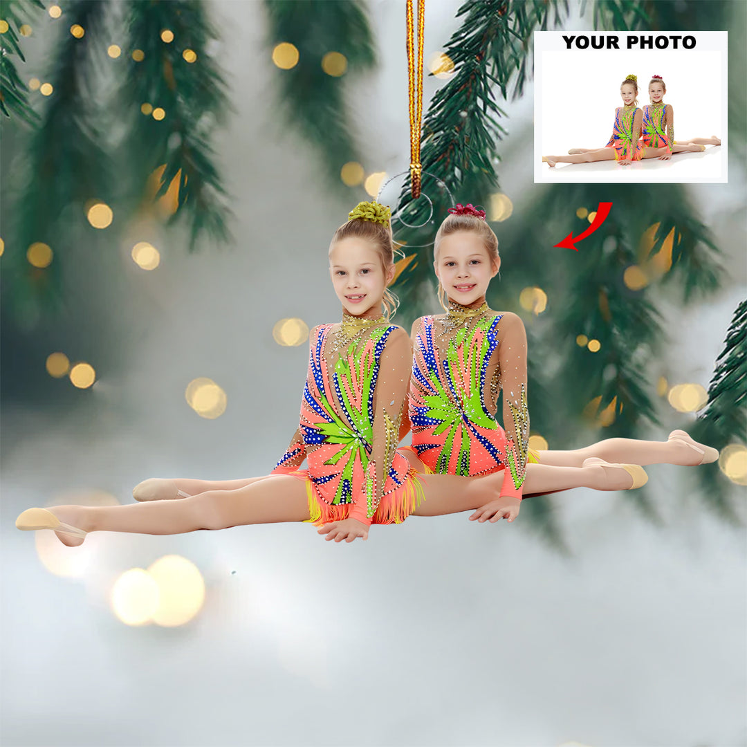 Little Gymnast Princess - Personalized Photo Mica Ornament - Christmas Gift For Family Members And Gymnasts