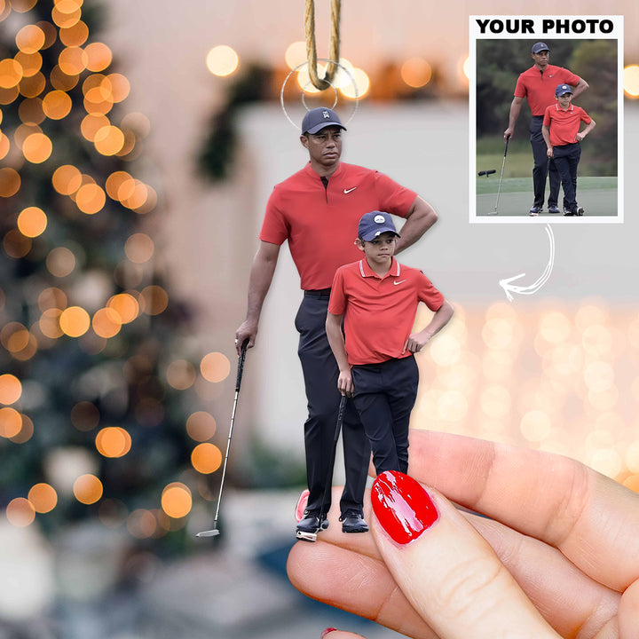 Like Father Like Son - Personalized Photo Mica Ornament - Christmas Gift For Sport Lovers, Golf Lovers