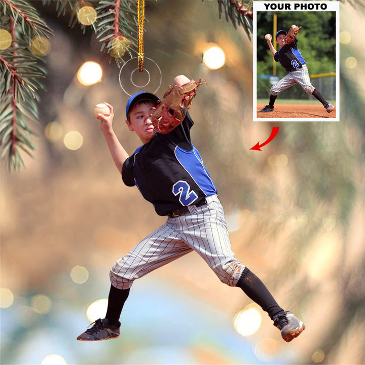 Baseball Lovers - Personalized Photo Mica Ornament - Christmas Gift For Sport Lover