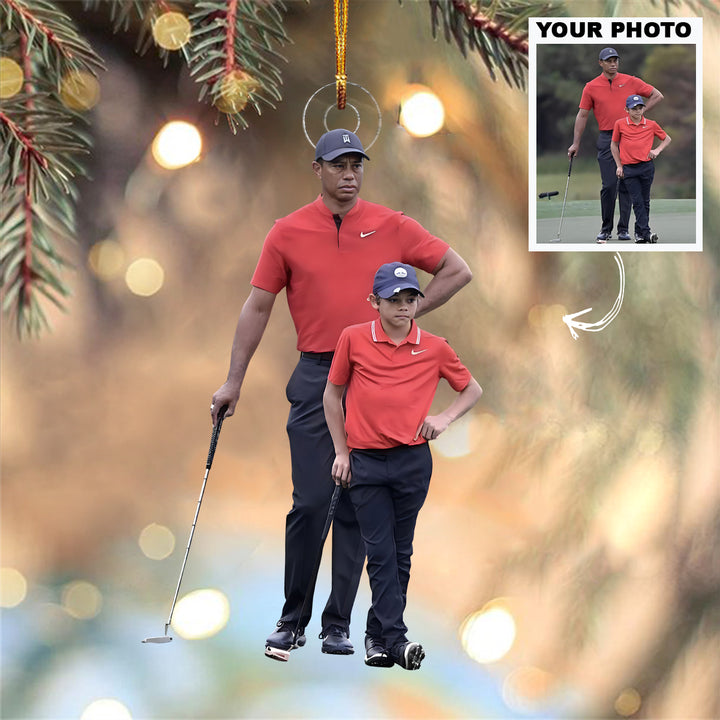 Like Father Like Son - Personalized Photo Mica Ornament - Christmas Gift For Sport Lovers, Golf Lovers