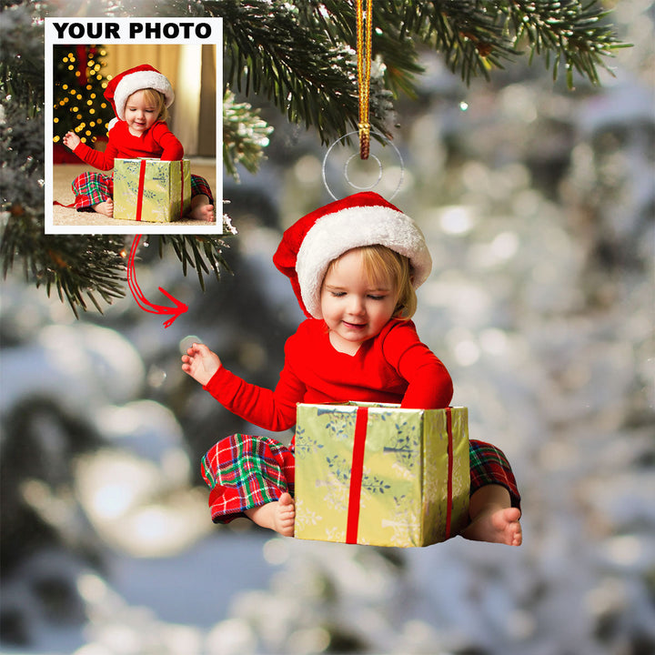 Tiny Joy - Personalized Photo Mica Ornament - Christmas Gift For Baby, Family Members