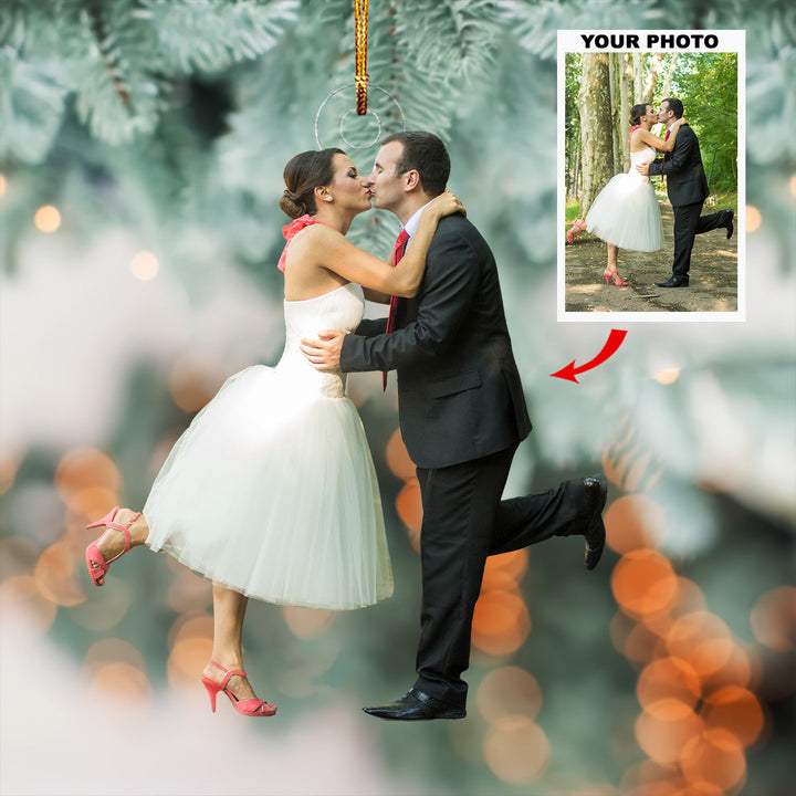 Forever Kiss - Personalized Photo Mica Ornament - Gift For Couple, Family, Family Members