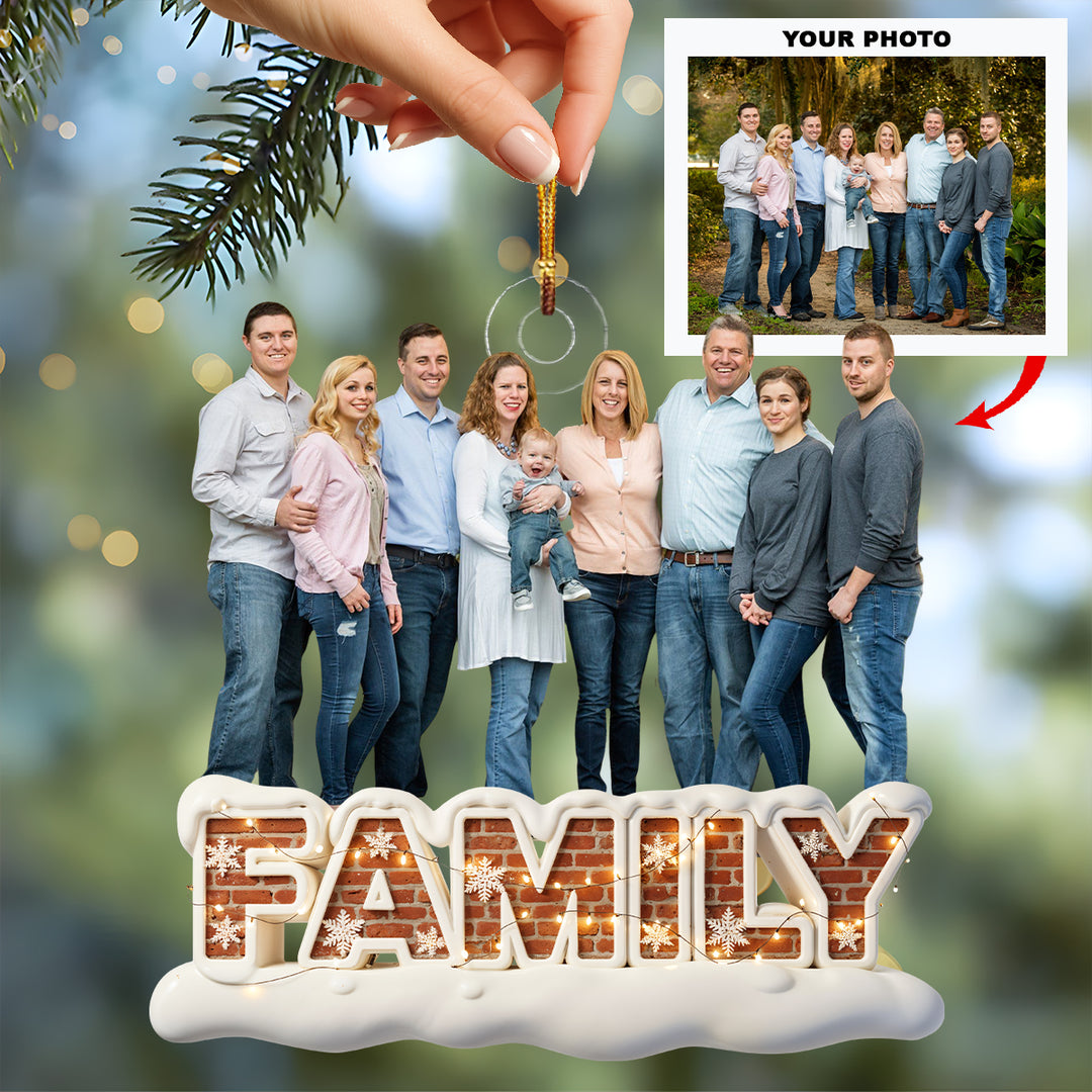 Christmas Is About Family - Customized Photo Ornament - Christmas Gift For Family Members UPL0LDH006