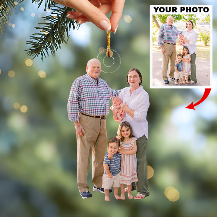 Cherished Grandparent Love - Personalized Photo Mica Ornament - Christmas Gift For Family Members