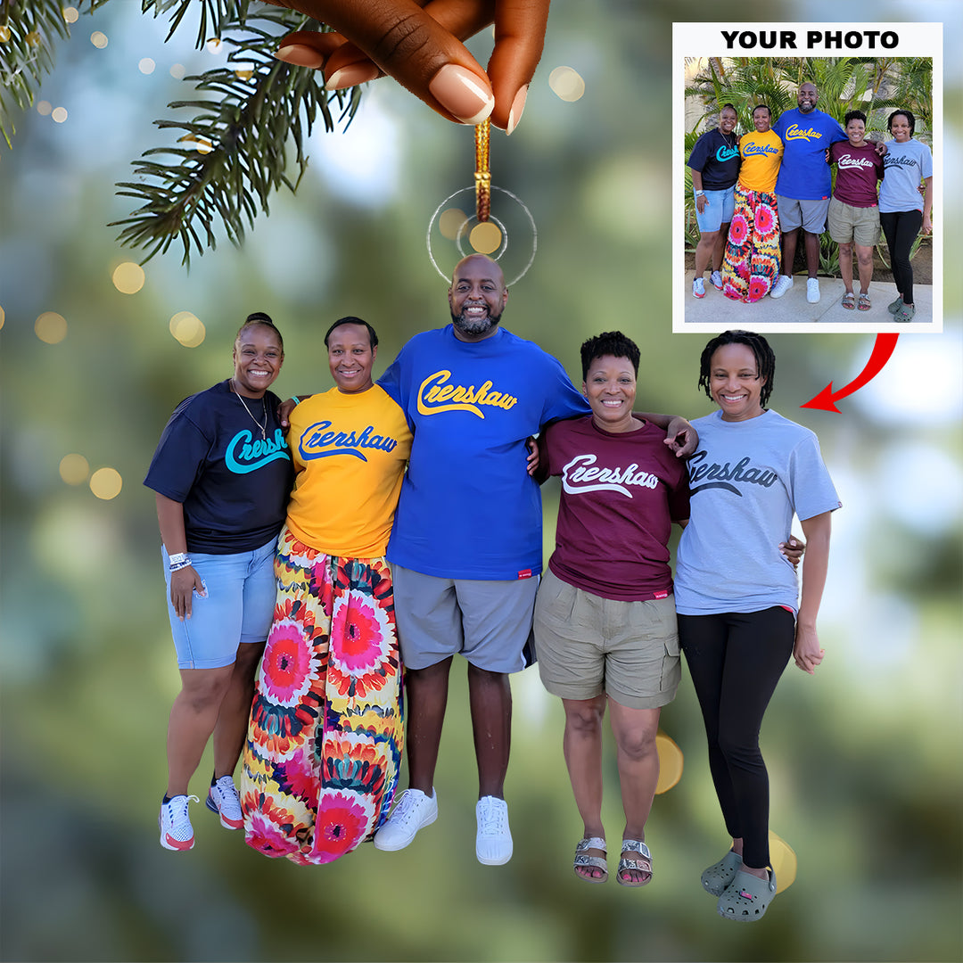 One Family One Love - Personalized Photo Mica Ornament - Christmas Gift For Family Members