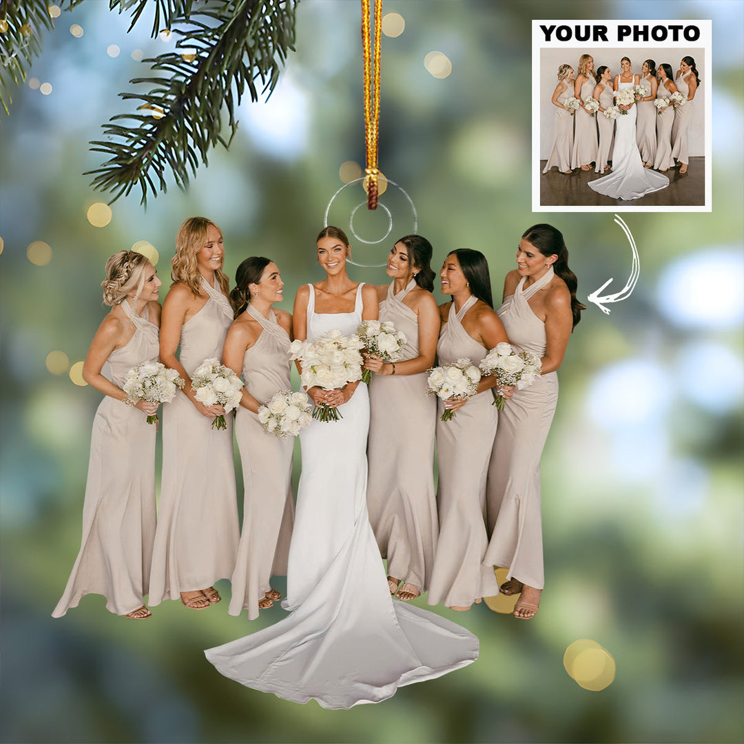 Customized Photo Ornament Wedding Photos With Friends - Personalized Photo Mica Ornament - Christmas Gift For Family Members