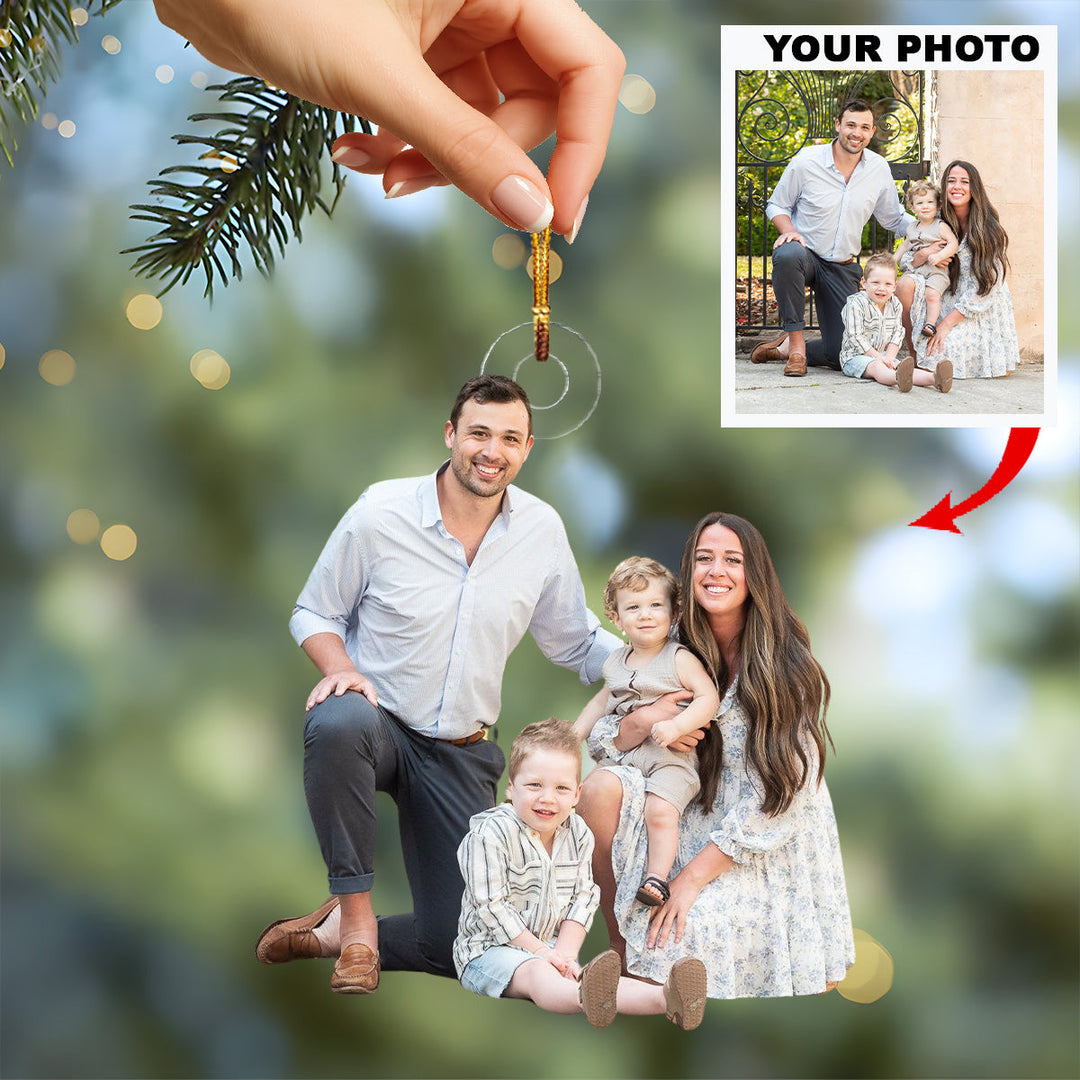 Adored Home Of Smiles - Personalized Photo Mica Ornament - Christmas Gift For Family Members