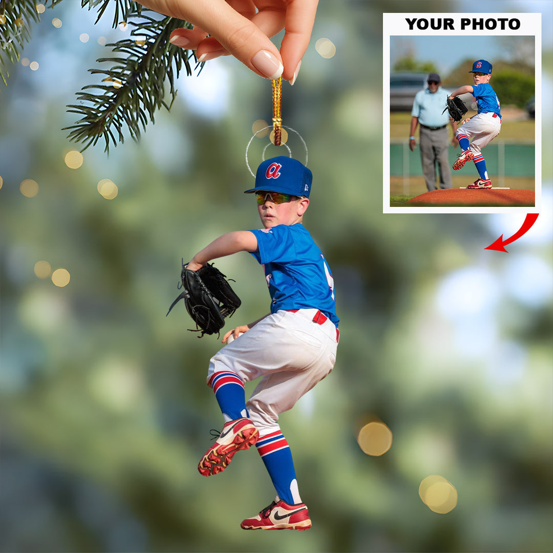 Little Stars Play - Personalized Photo Mica Ornament - Christmas Gift For Children, Sport Young Players