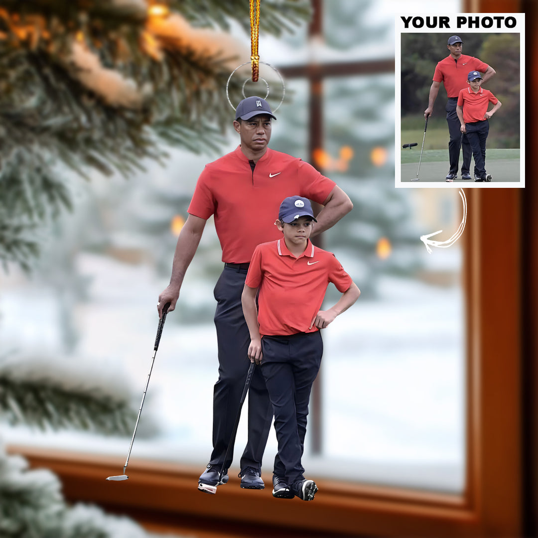 Like Father Like Son - Personalized Photo Mica Ornament - Christmas Gift For Sport Lovers, Golf Lovers
