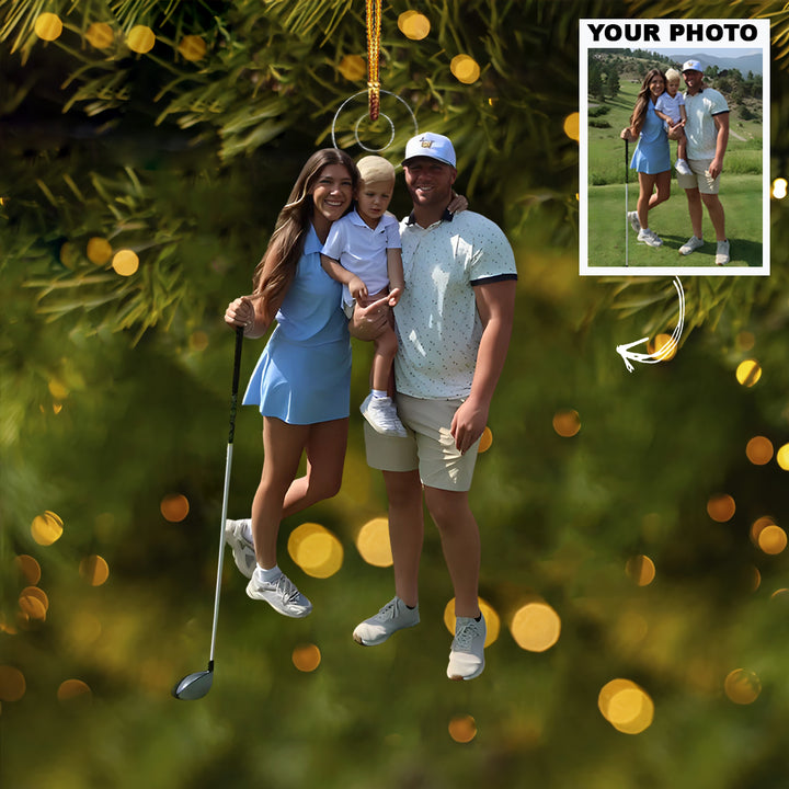 Family's Hobbies - Personalized Photo Mica Ornament - Christmas Gift For Sport Lovers, Golf Lovers