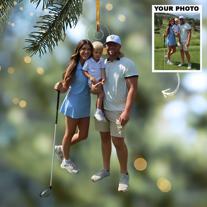 Family's Hobbies - Personalized Photo Mica Ornament - Christmas Gift For Sport Lovers, Golf Lovers