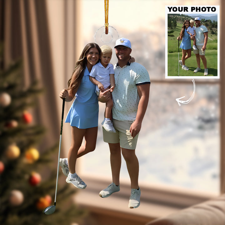 Family's Hobbies - Personalized Photo Mica Ornament - Christmas Gift For Sport Lovers, Golf Lovers