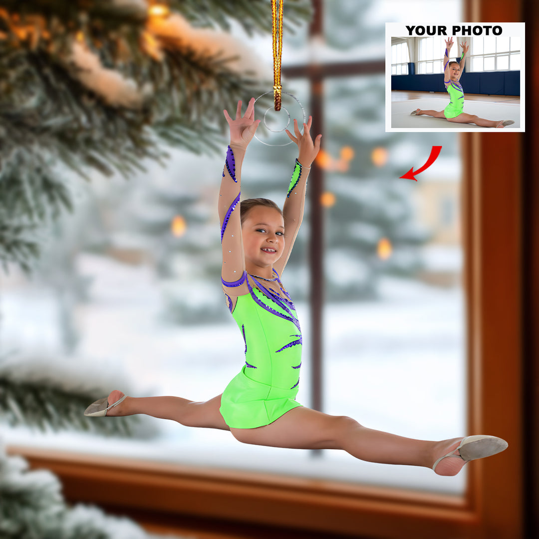Little Gymnast Princess - Personalized Photo Mica Ornament - Christmas Gift For Family Members And Gymnasts