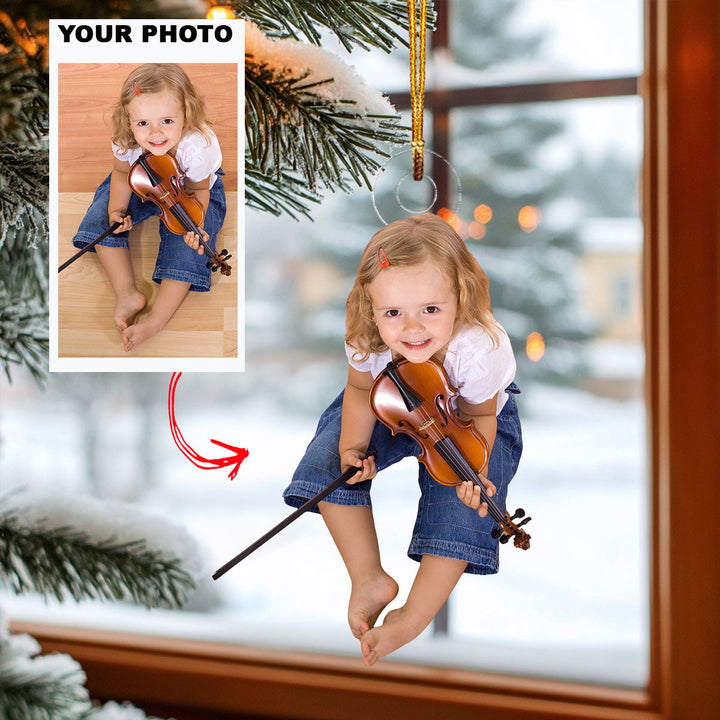 Tiny Violinist - Personalized Photo Mica Ornament - Christmas Gift For Baby, Family Members