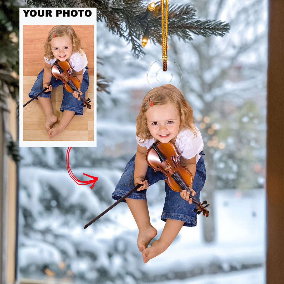 Tiny Violinist - Personalized Photo Mica Ornament - Christmas Gift For Baby, Family Members