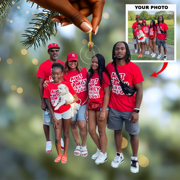 One Family One Love - Personalized Photo Mica Ornament - Christmas Gift For Family Members