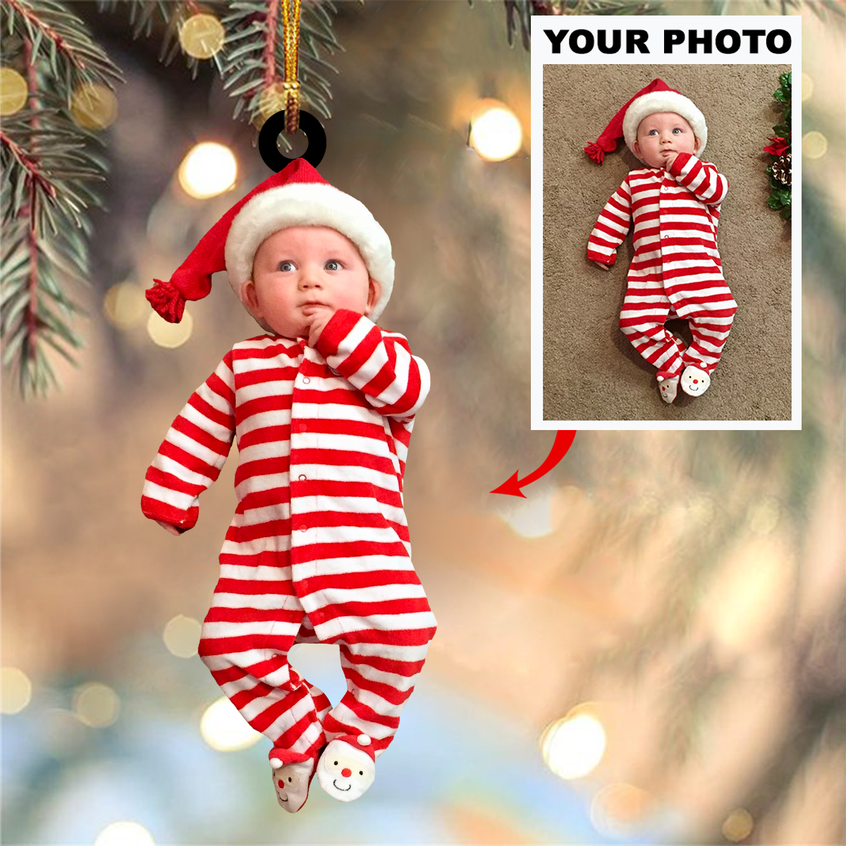Customized Your Photo Ornament  - Personalized Photo Mica Ornament - Christmas Gifts For Family Member