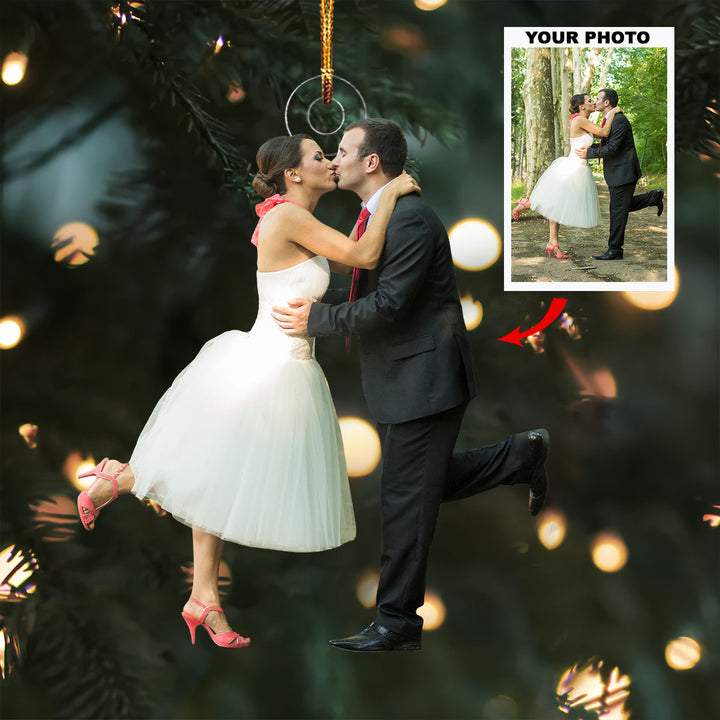 Forever Kiss - Personalized Photo Mica Ornament - Gift For Couple, Family, Family Members